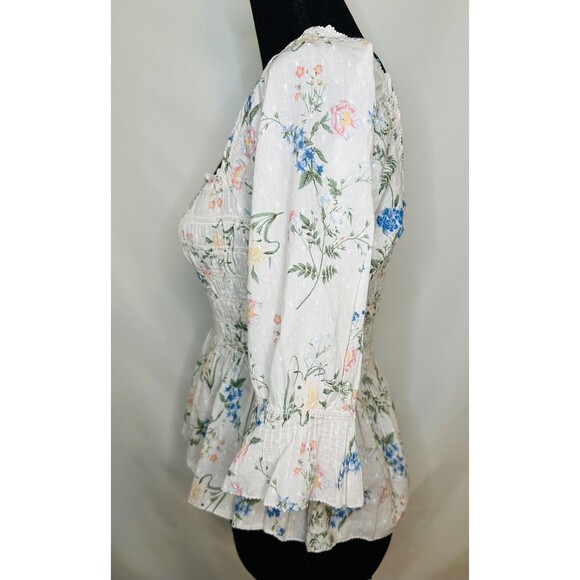 SAYLOR Clover Floral‎ Smocked Top SIZE MEDIUM - Picture 5 of 13